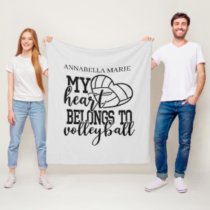 cool love volleyball heart add name fleece blanket