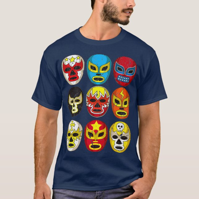 Cool Lucha Libre Wrestlers Masks  Funny Gift Fan T-Shirt (Front)