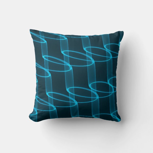 Cool Luminous Blue Wave Pattern Cushion (Front)