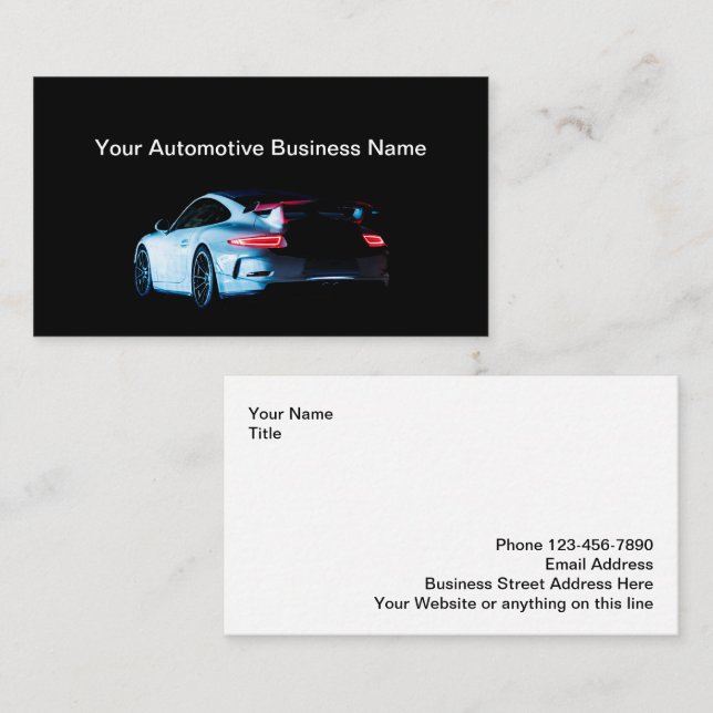 Cool Luxury Sports Car Theme Business Cards (Front/Back)