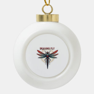 Cool Machined Steampunk Dragonfly - Dragons Fly - Ceramic Ball Christmas Ornament