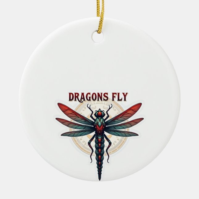 Cool Machined Steampunk Dragonfly - Dragons Fly -  Ceramic Tree Decoration (Front)
