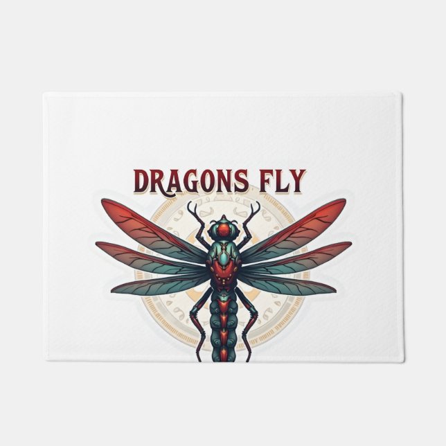 Cool Machined Steampunk Dragonfly - Dragons Fly -  Doormat (Front)