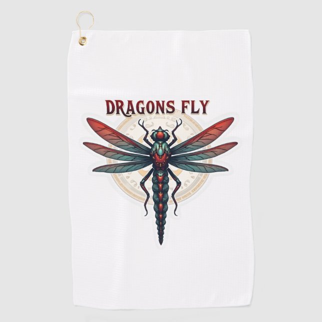 Cool Machined Steampunk Dragonfly - Dragons Fly -  Golf Towel (Front)