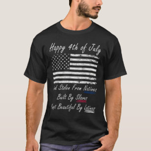 Cool Made In Usa Black American Flag Happy 4th Of T-Shirt