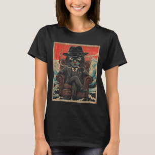 Cool Mafia Cat Funny The Catfather Smoking Vintage T-Shirt