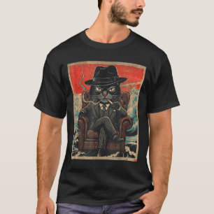 Cool Mafia Cat Funny The Catfather Smoking Vintage T-Shirt