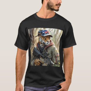 Cool MAGA Big Cat with Gun & Camouflage JAGUAR T-Shirt