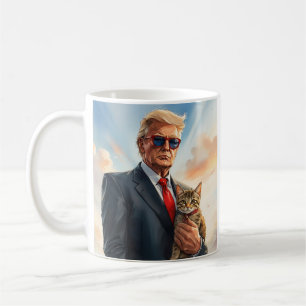 Cool MAGA Cat TRUMP Holding a Cat cute Sunglasses Coffee Mug