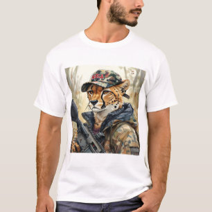 Cool MAGA Cat with Gun & Camouflage CHEETAH T-Shirt