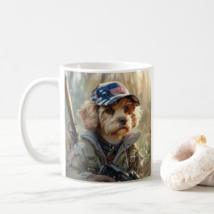 Cool MAGA Dog with Gun and Camouflage Cute puppy Coffee Mug