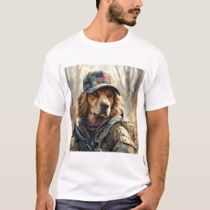 Cool MAGA Dog with Gun and Camouflage Cute puppy T-Shirt