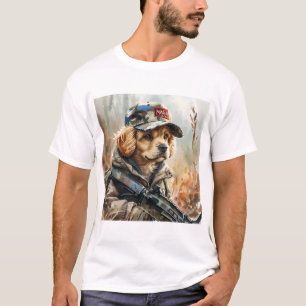 Cool MAGA Dog with Gun and Camouflage Cute puppy T-Shirt