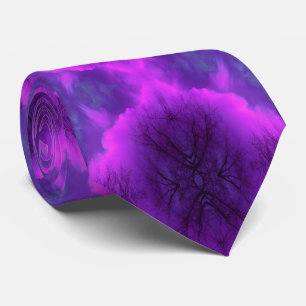 Cool Magenta and Purple Abstract Cloud Mandala Tie