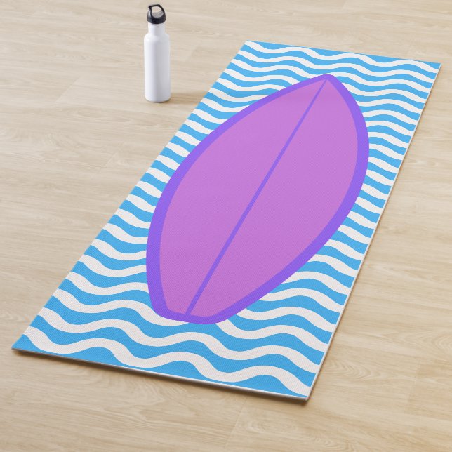 Cool Magenta Blue Waves Surfing Yoga Mat (In Situ)
