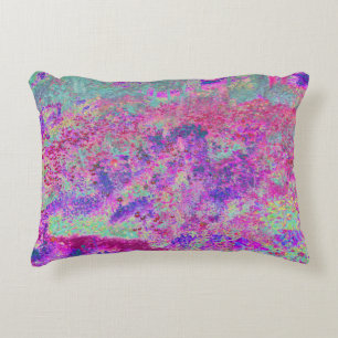 Cool Magenta Panoramic Garden Flowers View Decorative Cushion