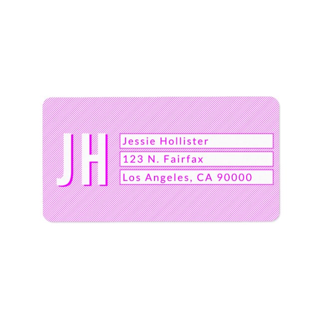 Cool Magenta & White Stripes Return Address Labels (Front)