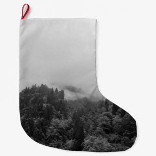 Cool, magical foggy nature large christmas stocking