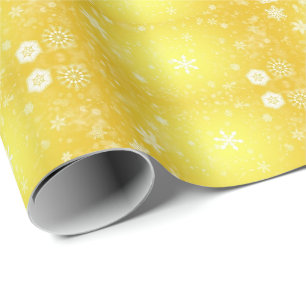 Cool Magnificent Christmas Yellow Snowflake Wrapping Paper