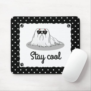 Cool Maltese Dog with Sunglasses Cute Funny Mouse Mat