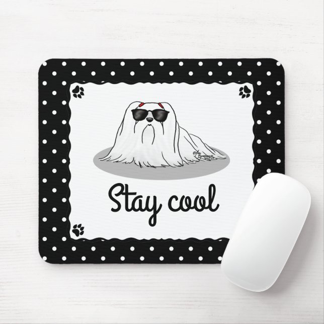 Cool Maltese Dog with Sunglasses Cute Funny Mouse Mat (With Mouse)