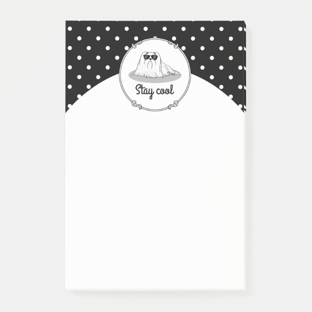 Cool Maltese Dog with Sunglasses Cute Funny Post-it Notes (Front)