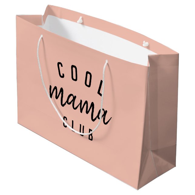 Cool Mama Club | Modern Peachy Pink Mother's Day Large Gift Bag (Back Angled)
