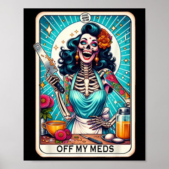 Cool Mama Club Tarot Card Skeleton Halloween  Poster (Front)