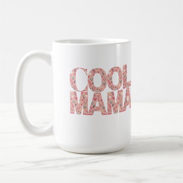 Cool Mama Typography Hearts Coffee Mug (Left)