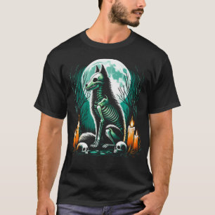 Cool Maned Wolf Skeleton Halloween Christmas Birth T-Shirt