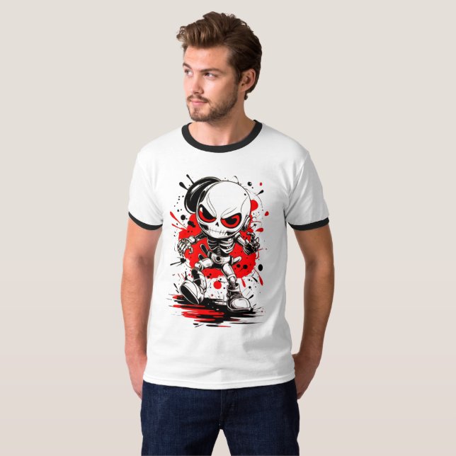 Cool Manga Robot Skeleton T-Shirt (Front Full)