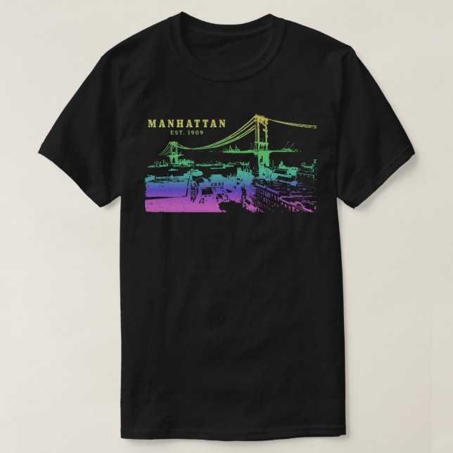 Cool Manhattan illustration with Vivid Colours T-Shirt (Design Front)