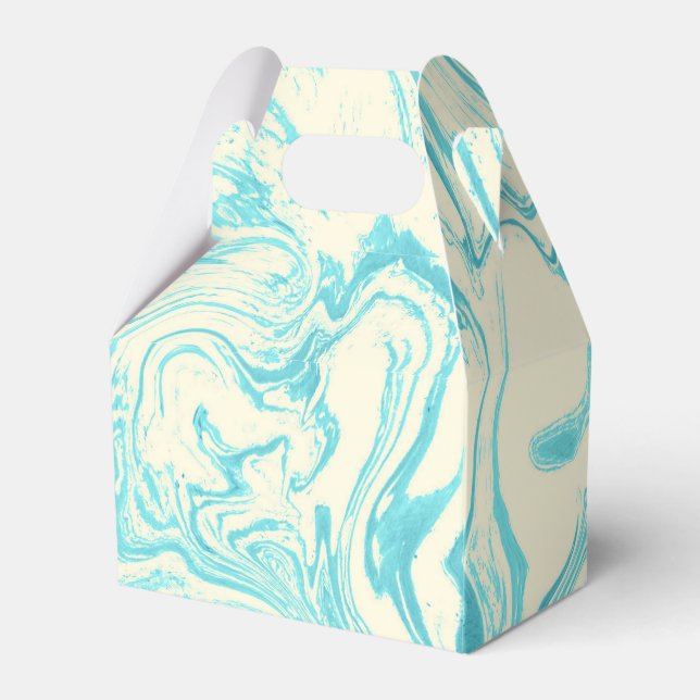 Cool Marble Design in Turquoise and Cream Favour Box (Back Side)