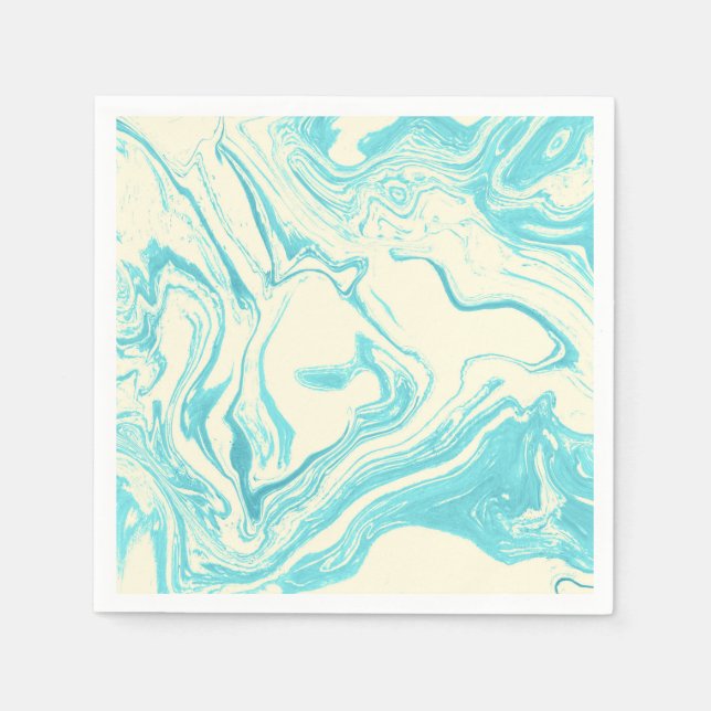 Cool Marble Design in Turquoise and Cream Napkin (Front)