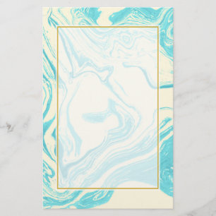 Cool Marble Design in Turquoise and Cream Stationery