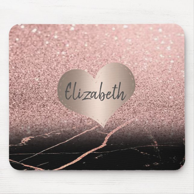Cool Marble,Glitter , Heart  -Personalised Mouse Mat (Front)