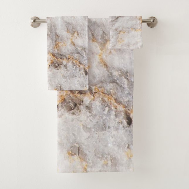 Cool Marble Granite Stone Texture Bath Towel Set (Insitu)
