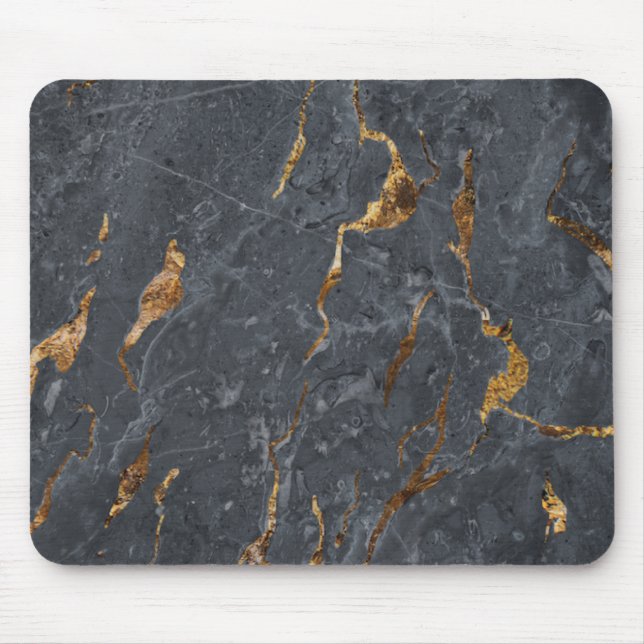 Cool Marble Grey Gold Mouse Mat (Front)