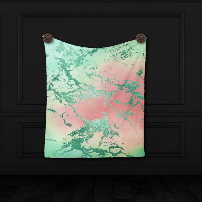 Cool Marble | Lovely Pastel Coral and Green Ombre Fleece Blanket (Creator Uploaded)