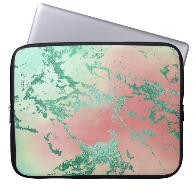 Cool Marble | Lovely Pastel Purple Blue Pink Ombre Laptop Sleeve (Front)