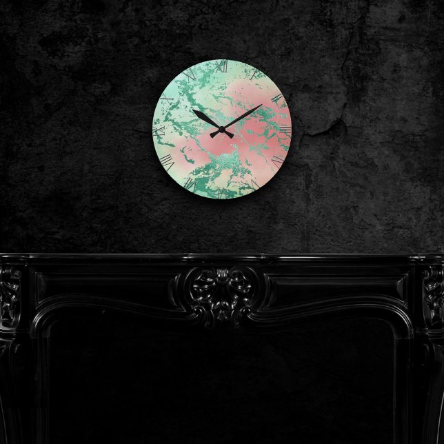 Cool Marble | Lovely Pastel Purple Blue Pink Ombre Round Clock (Creator Uploaded)