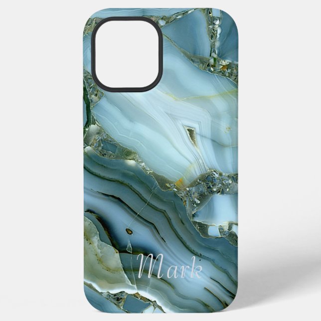 Cool marble pattern Monogram  iPhone Case (Back)