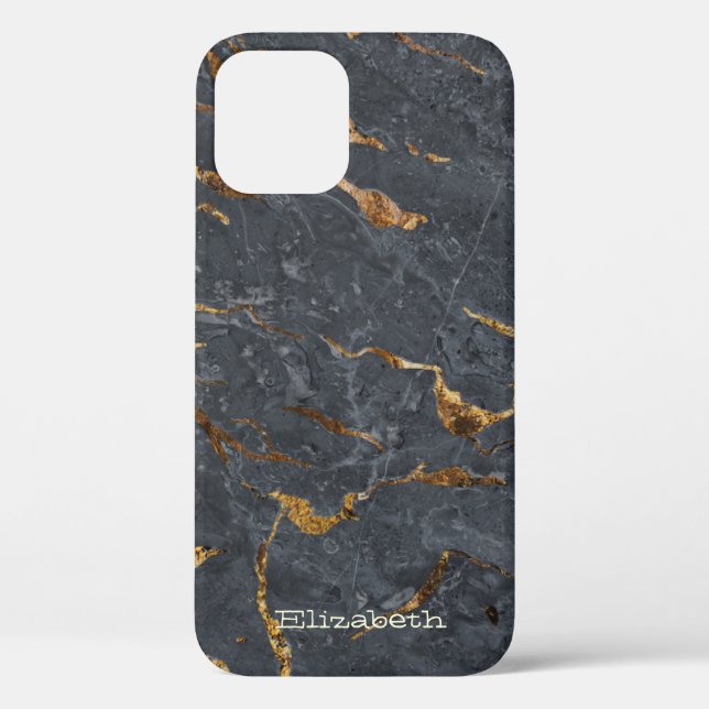 Cool Marble Stone Texture Grey Gold Case-Mate iPhone Case (Back)