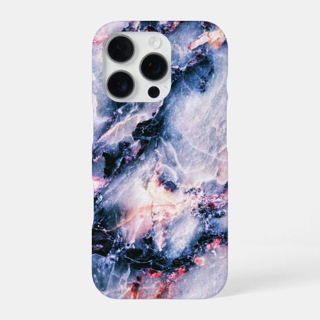 Cool Marble Texture blue pink white iPhone Case (Back)