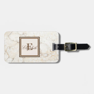 Cool Marble Texture, Monogram-Personalised Luggage Tag