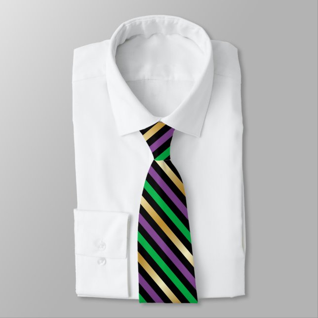 cool Mardi gra tiled stripe Tie (Tied)