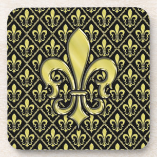 Cool Mardi Gras Fleur de Lis Design Throw Pillow Coaster