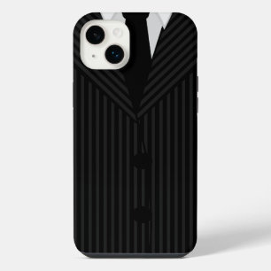 Cool Masculine Black Pinstripe Suit and Tie Classy iPhone 14 Plus Case