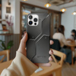 Cool Masculine Metallic Geometric Design Case-Mate iPhone 14 Pro Case<br><div class="desc">Cool masculine metallic texture print modern geometric design. Customisable monogram</div>