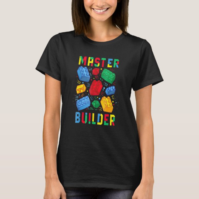 Cool Master Builder  Building Blocks  Men Women T-Shirt (Front)